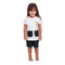 Girls summer pajama set Giraffe t-shirt + Black shorts